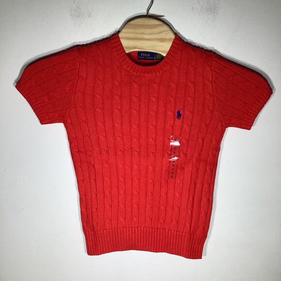 Polo Ralph Lauren Womens Short Sleeve Cable Knit Sweater Red Size Small … - Picture 2 of 7
